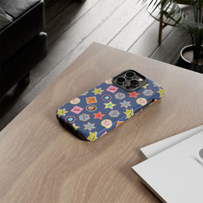 Lobsters Sailboats and Seashells on Navy Blue Phone Case