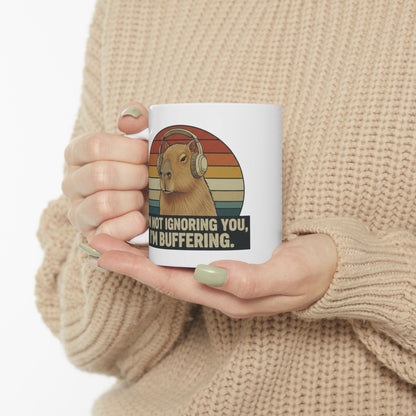 Capybara Buffering Ironic Mug | Funny Unhinged Animal Retro Gift 11oz & 15oz