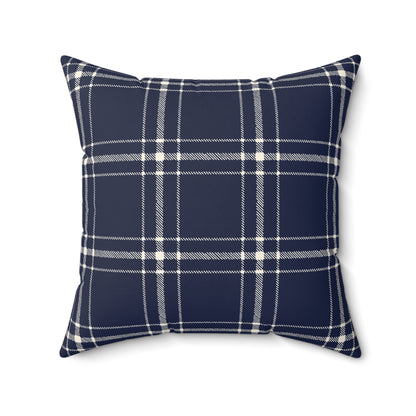 Blue and White Plaid - Decorative Throw Pillow