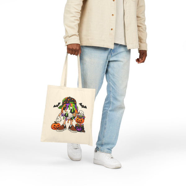 Drippy Soccer Ball Candy Skull Tote Bag | Pumpkin, Bats, Trick-or-Treat