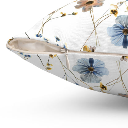 Boho Blue and Yellow Floral - Indoor Throw Pillow