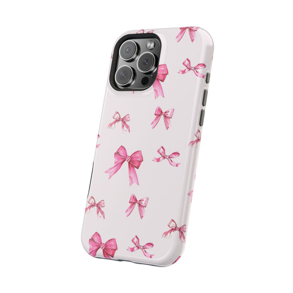 Coquette Pink Bow MagSafe Phone Case | Fits iPhone 13–16 | Matte or Glossy Finish