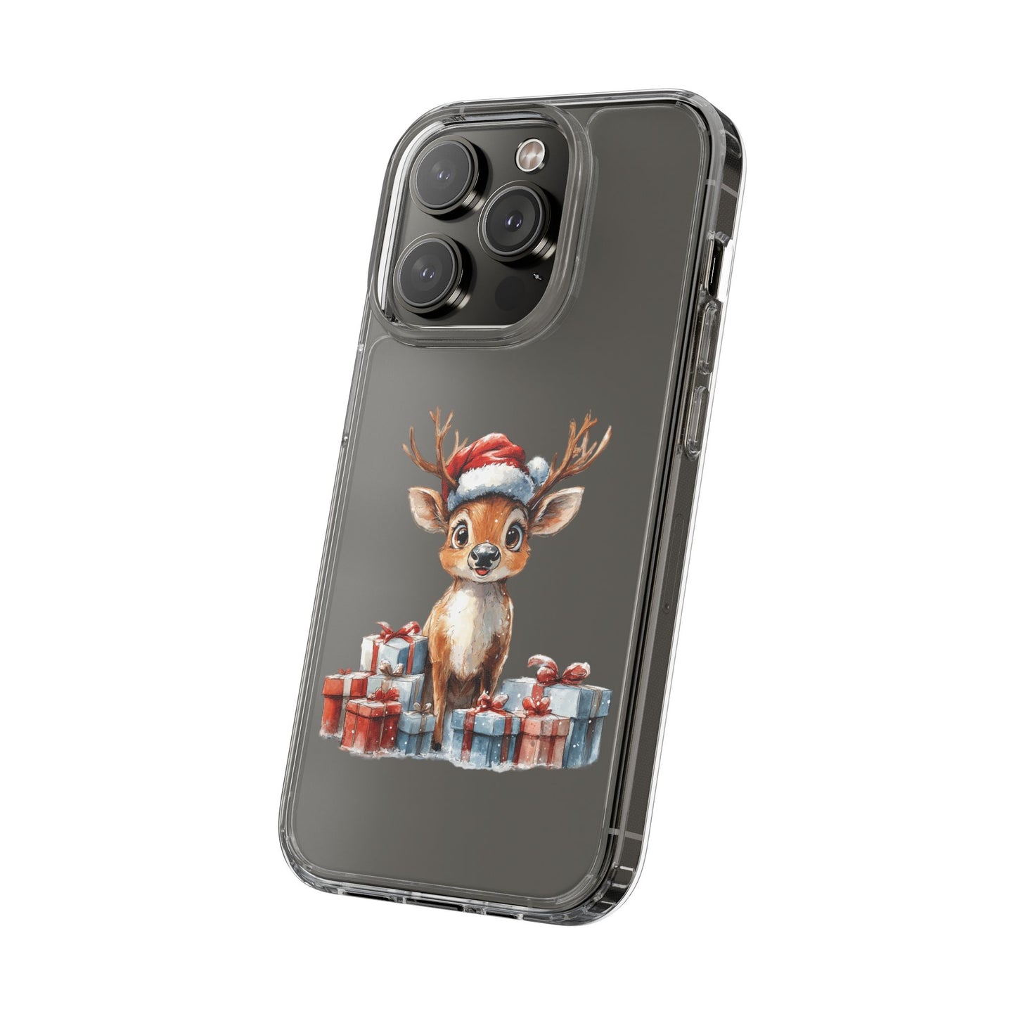 Festive Reindeer on a Clear Phone Case