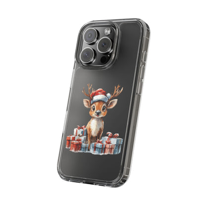 Festive Reindeer on a Clear Phone Case