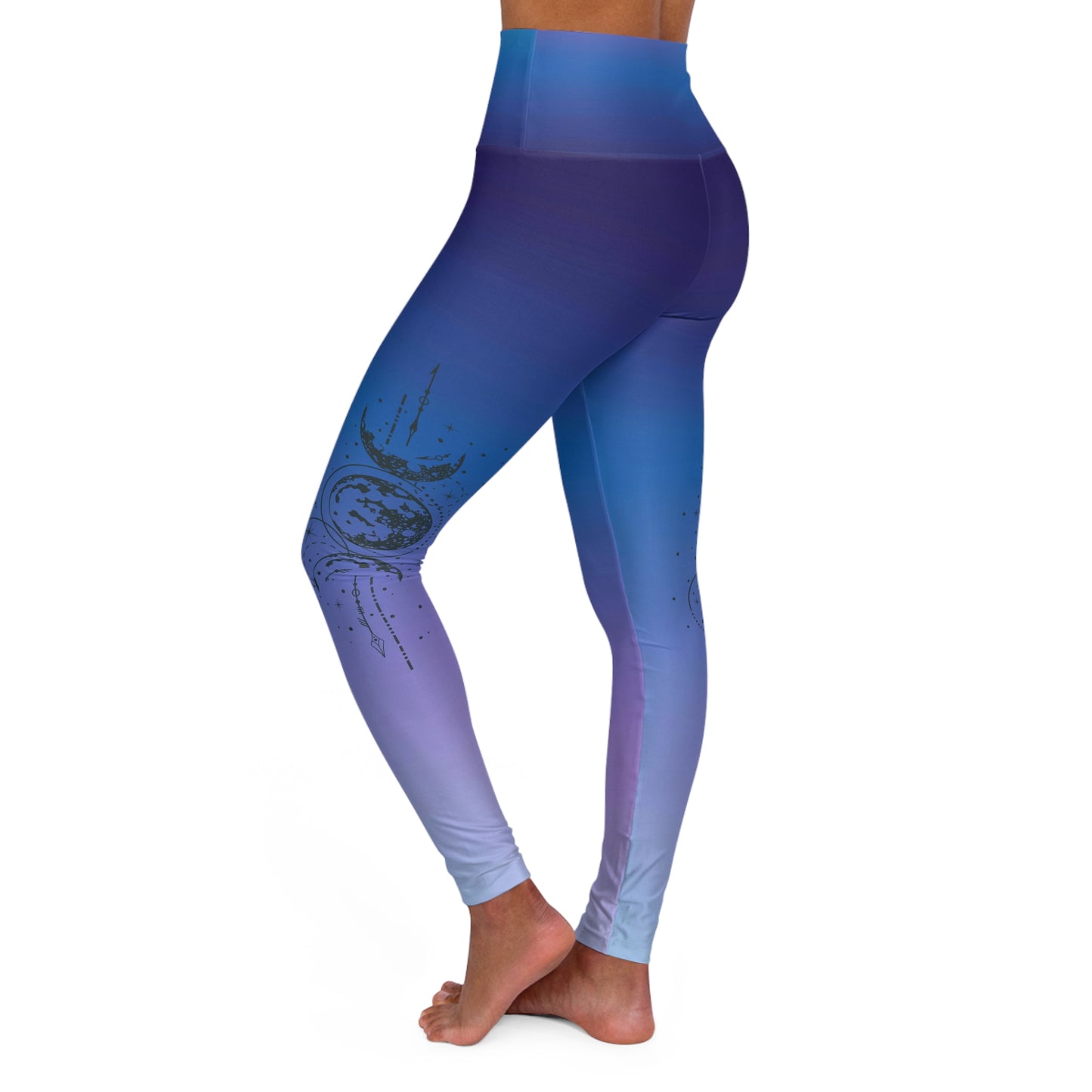 Celestial Moon High Waisted Yoga Leggings – Blue & Purple Galaxy Gradient