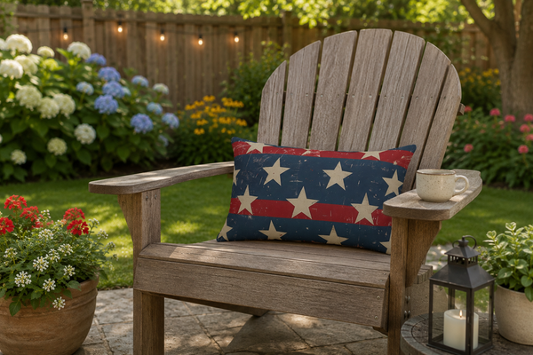 Distressed Outdoor American Flag Pillow