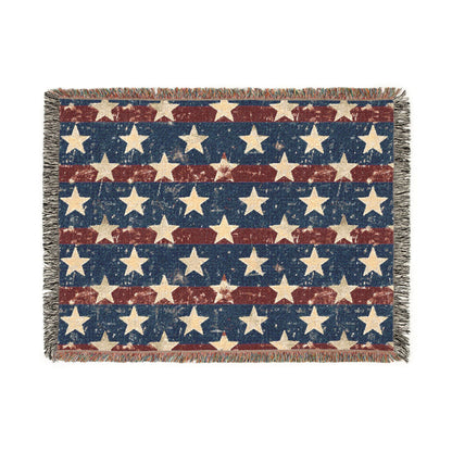 Patriotic Star Woven Blanket