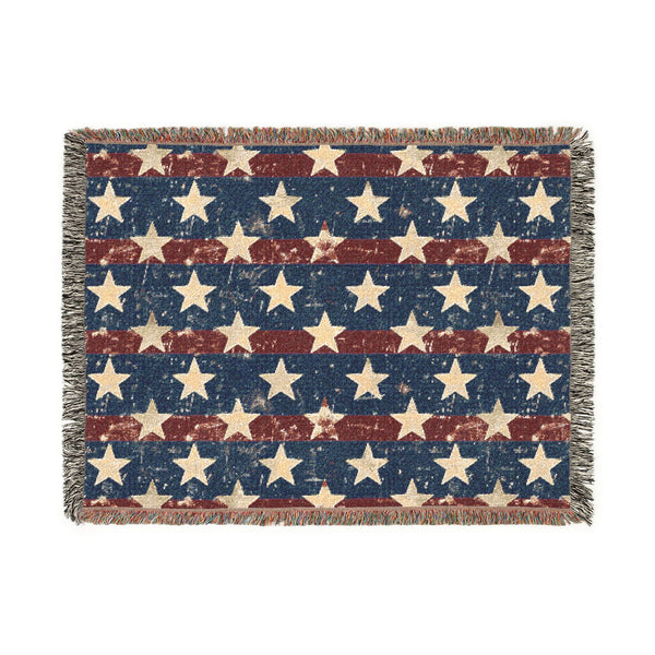 Patriotic Star Woven Blanket