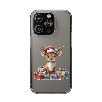 Festive Reindeer on a Clear Phone Case