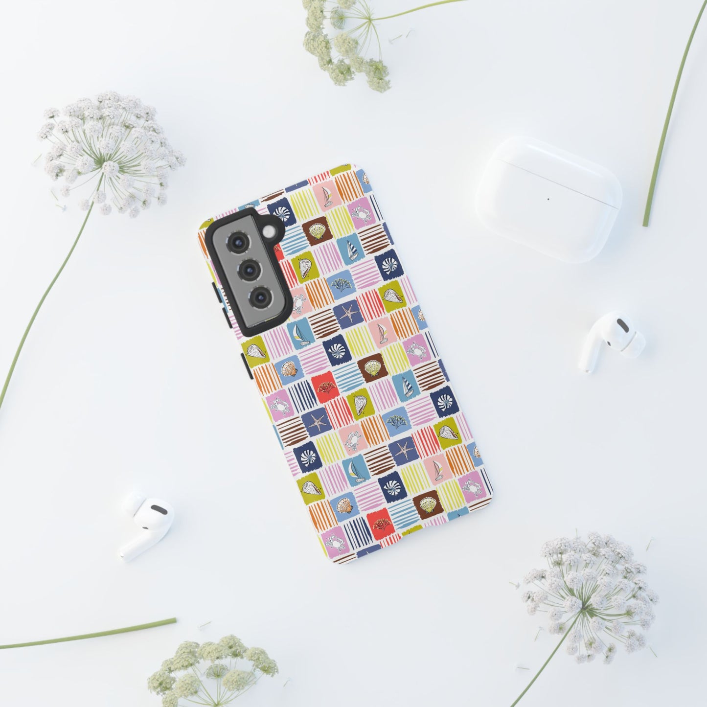 Colorful Seashells Sailboats and Starfish Summer Themed Phone Case