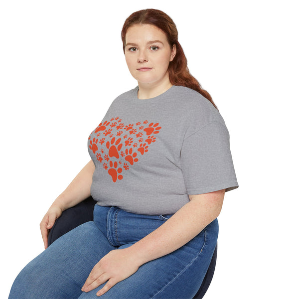Heart Paw Print Unisex Ultra Cotton Tee - Perfect for Pet Lovers
