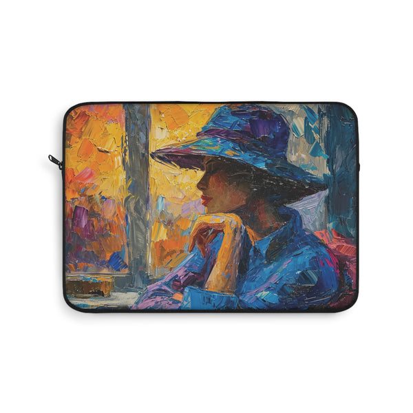 Woman in a Cafe Painting Inspired Laptop Sleeve