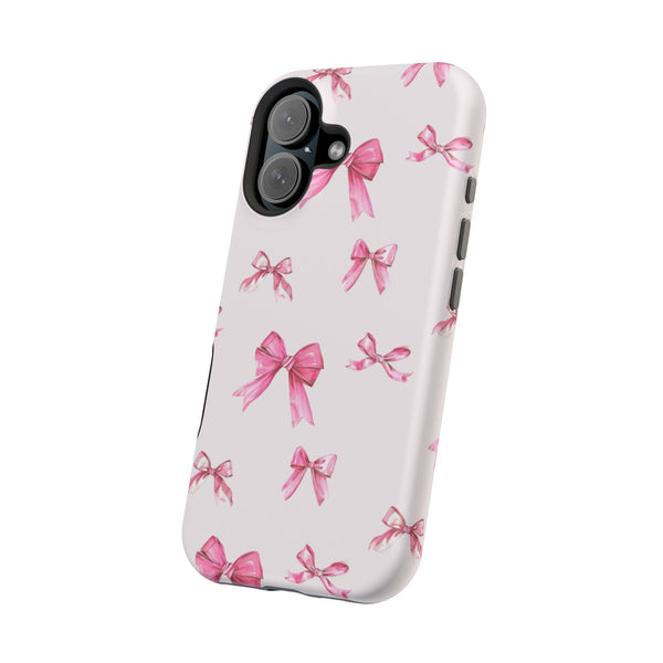 Coquette Pink Bow MagSafe Phone Case | Fits iPhone 13–16 | Matte or Glossy Finish