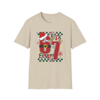 Christmas 67 Shirt – Cute Santa & Reindeer Holiday Graphic Tee – Festive “Six Seven” Xmas Top
