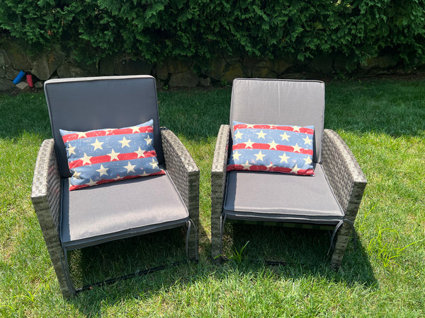 Distressed Outdoor American Flag Pillow