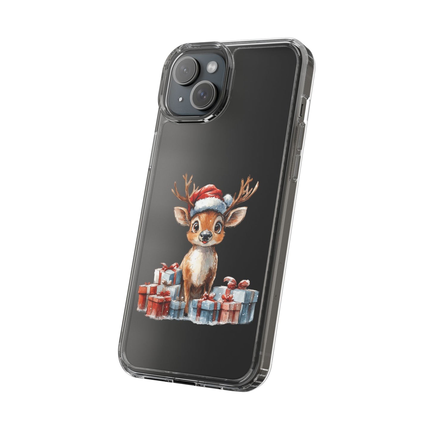 Festive Reindeer on a Clear Phone Case