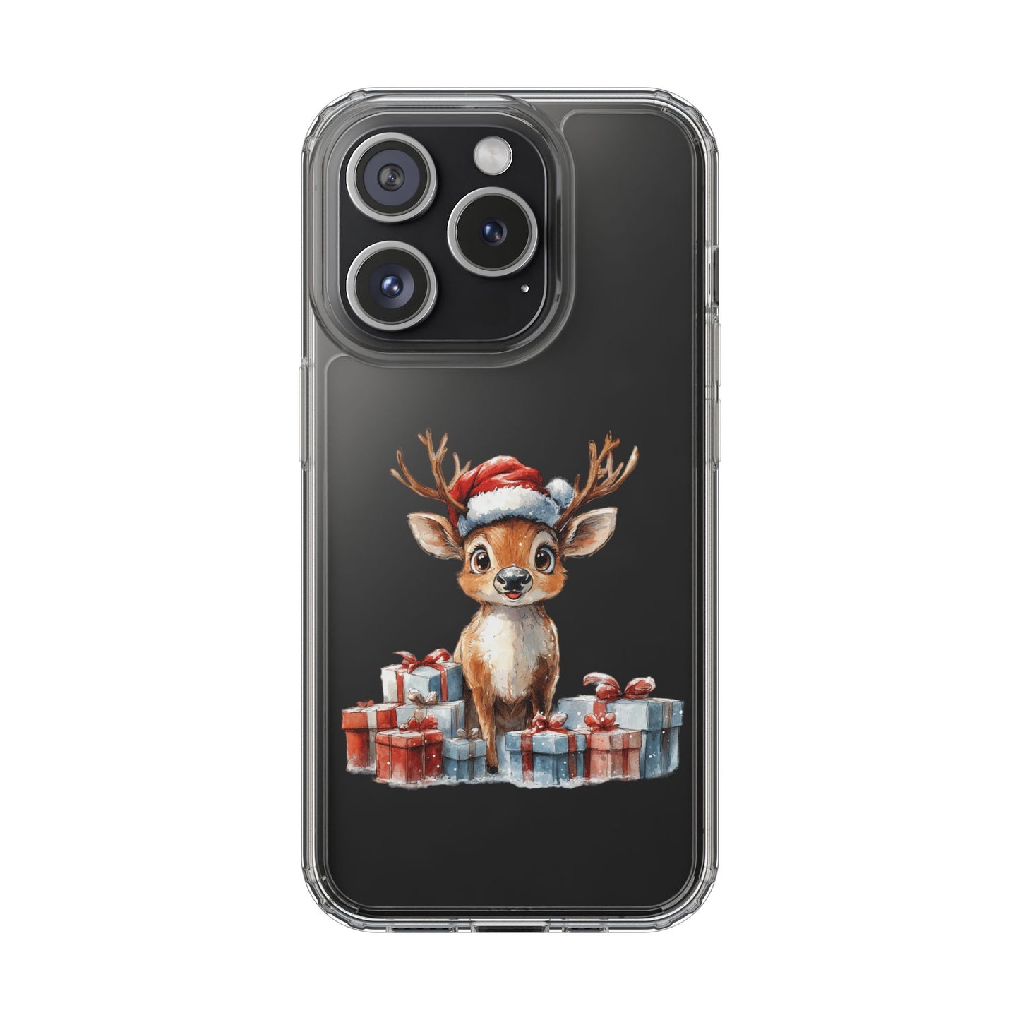 Festive Reindeer on a Clear Phone Case