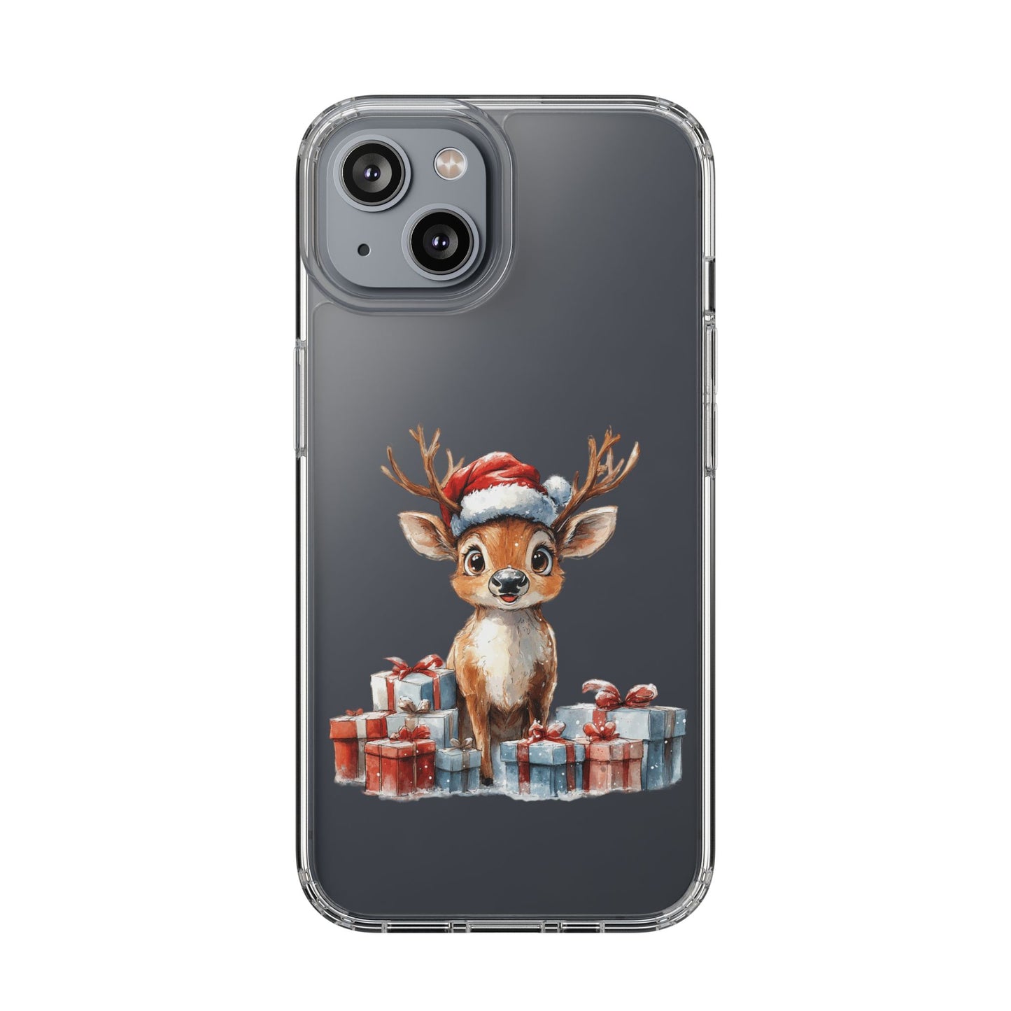 Festive Reindeer on a Clear Phone Case