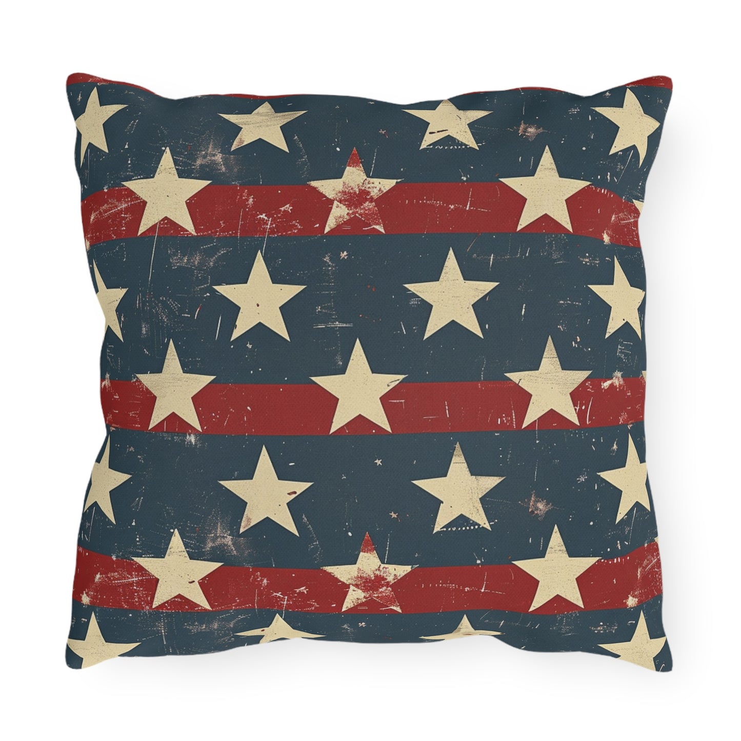 Distressed American Flag Design - Outdoor Throw Pillow