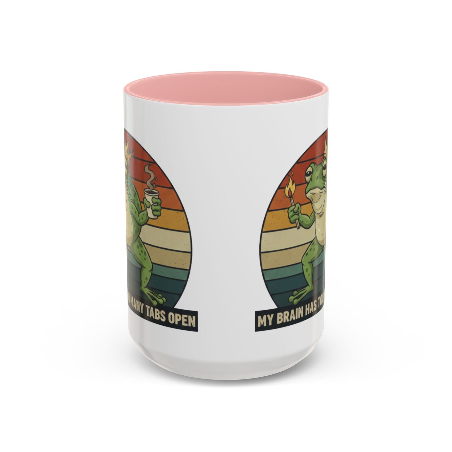 "Too Many Tabs Open" Retro Frog Accent Mug - 11oz & 15oz Ceramic Coffee Cup
