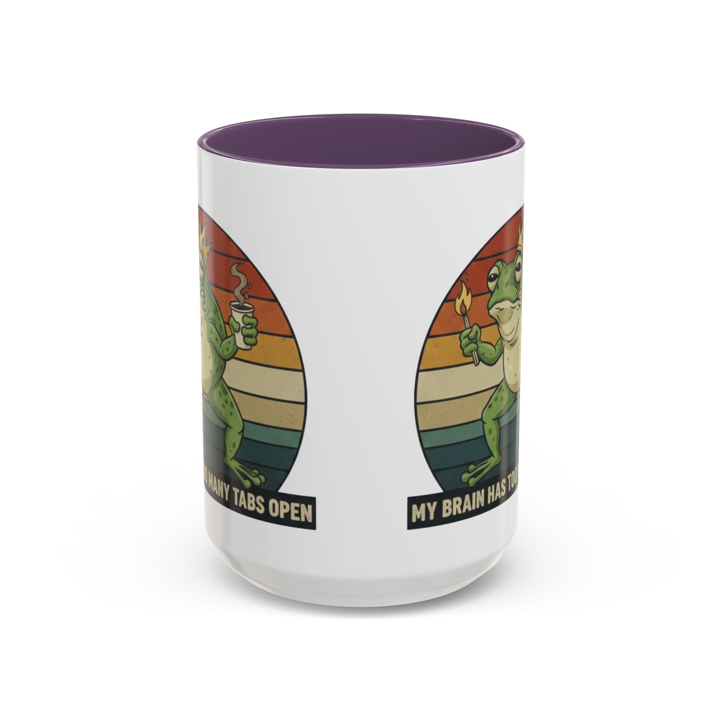 "Too Many Tabs Open" Retro Frog Accent Mug - 11oz & 15oz Ceramic Coffee Cup