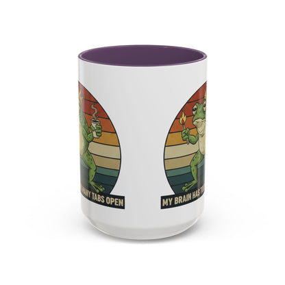 "Too Many Tabs Open" Retro Frog Accent Mug - 11oz & 15oz Ceramic Coffee Cup