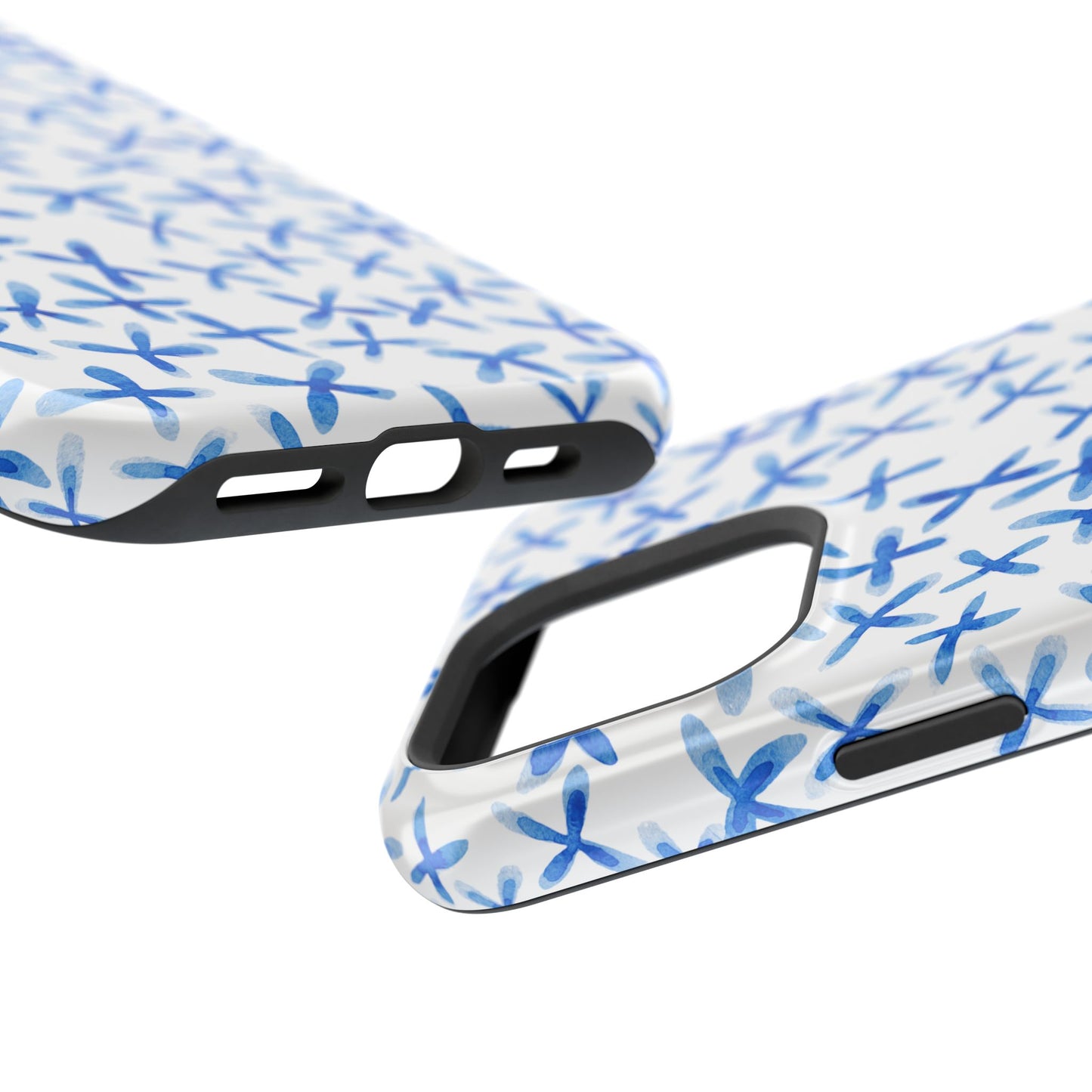 Blue Floral MagSafe iPhone Case — Magnetic Impact-Resistant