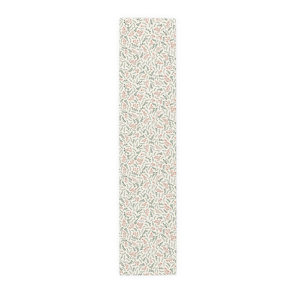Christmas Table Runner Featuring Red & Green Holly