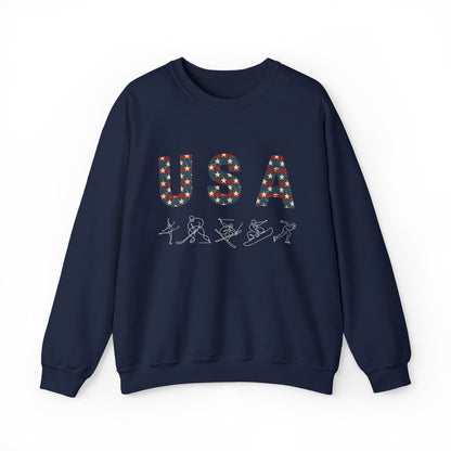 Vintage USA Winter Sports Crewneck Sweatshirt – Navy Blue