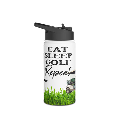Eat Sleep Golf Repeat - Stainless Steel Water Bottle