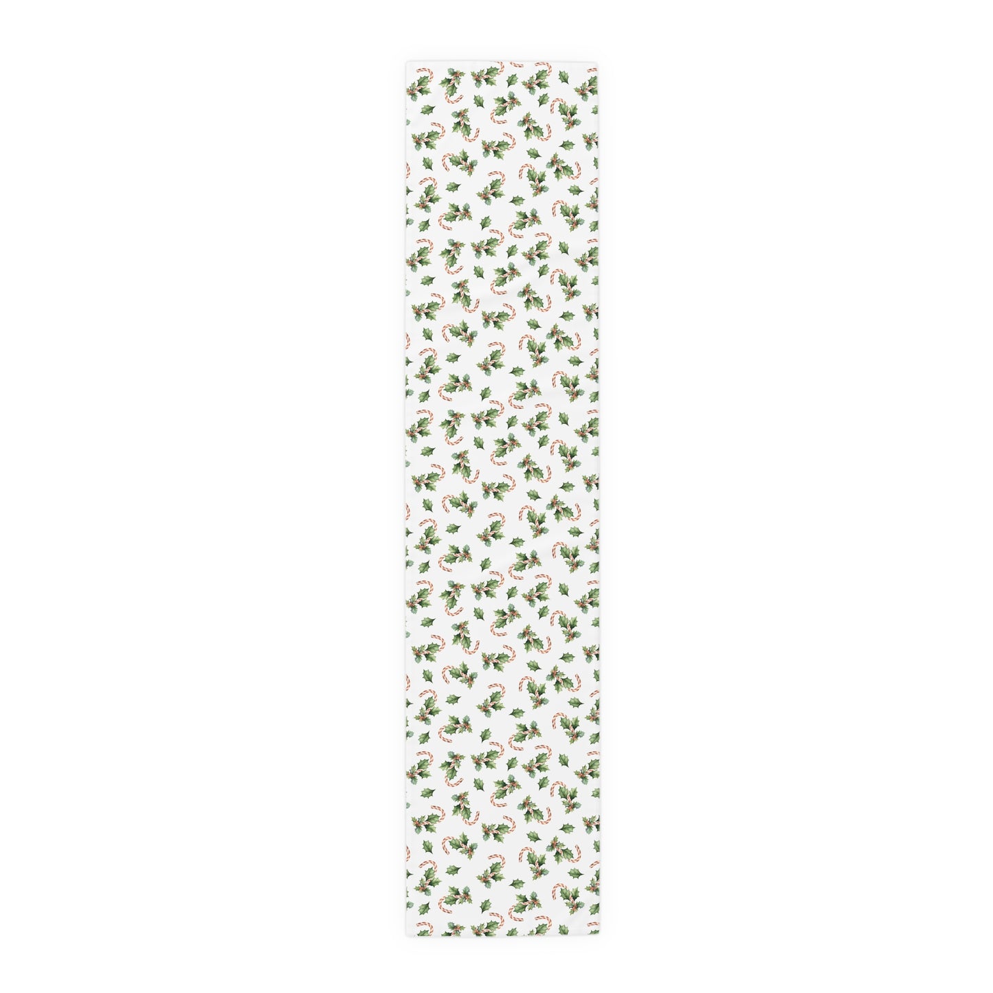 Christmas Table Runner Featuring Holly & Candy Canes