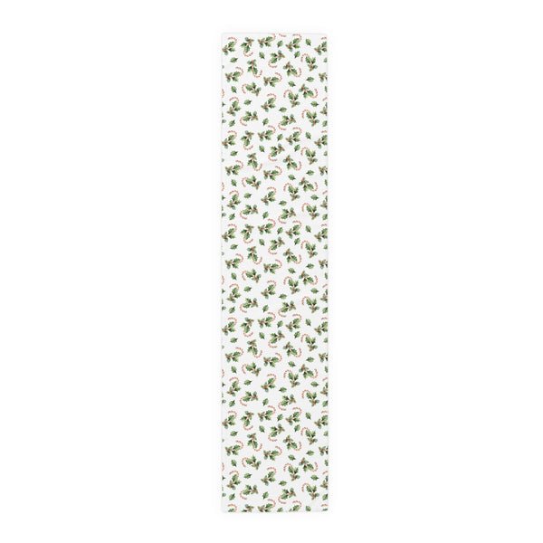 Christmas Table Runner Featuring Holly & Candy Canes
