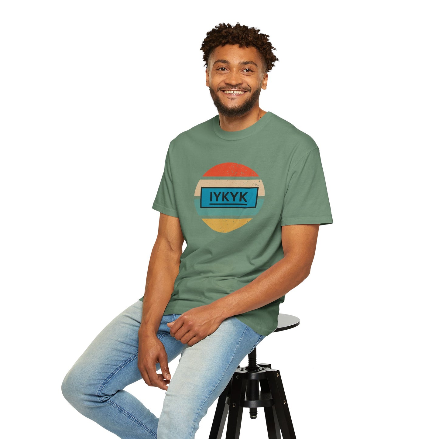 IYKYK Vintage Style Tee with Retro Rainbow