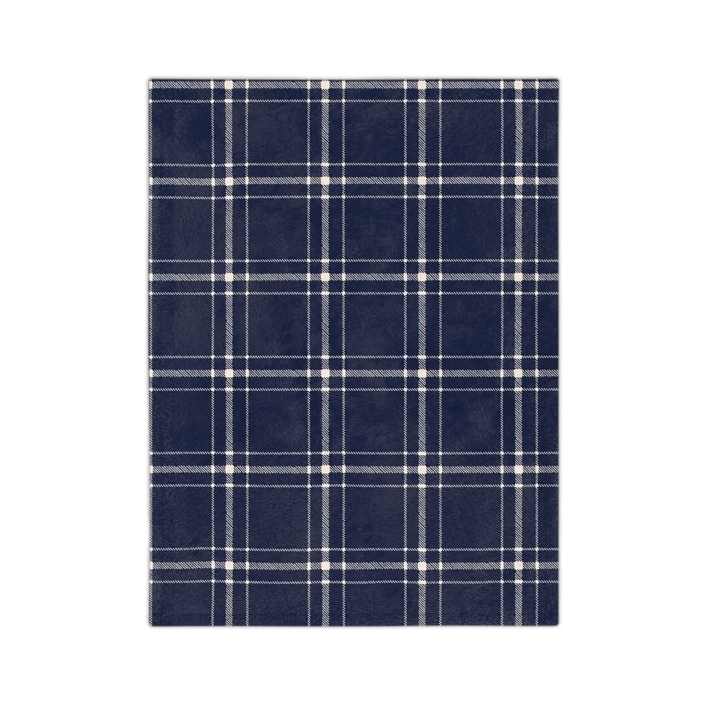 Navy and White Plaid - Velveteen Throw Blanket