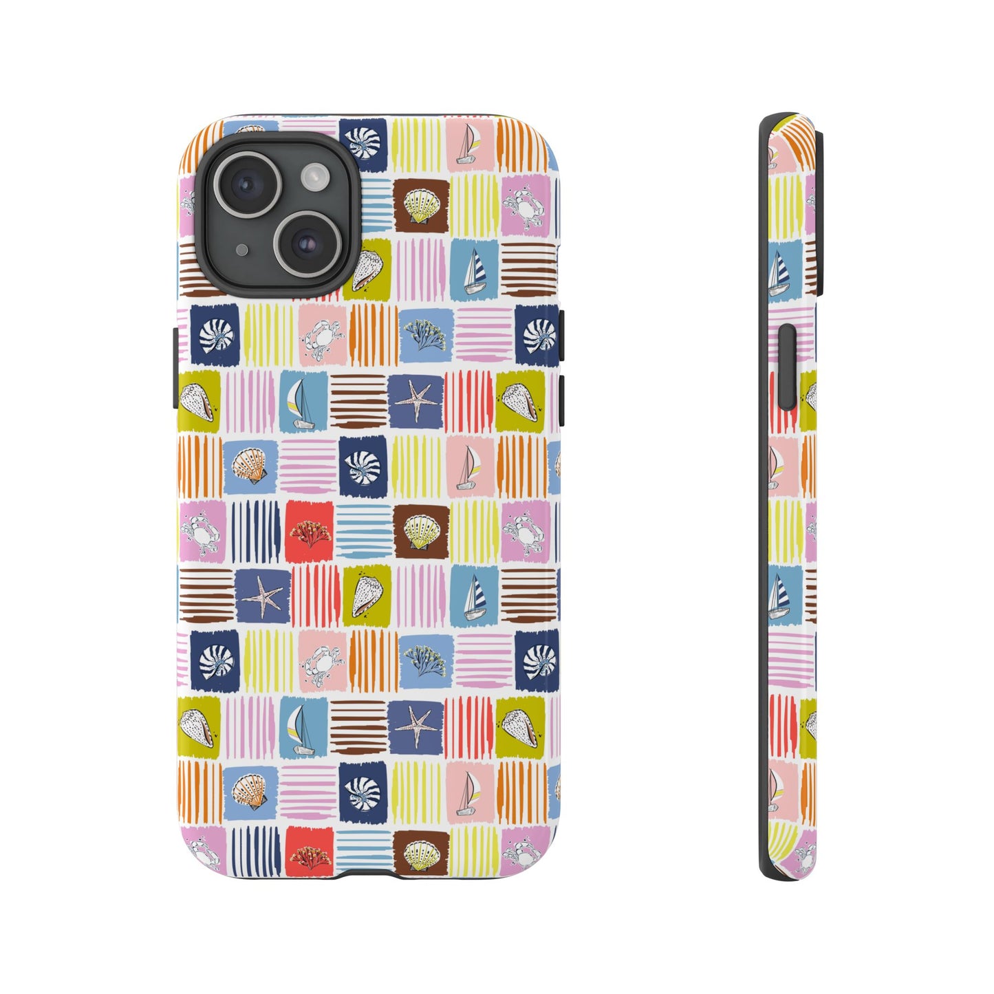 Colorful Seashells Sailboats and Starfish Summer Themed Phone Case