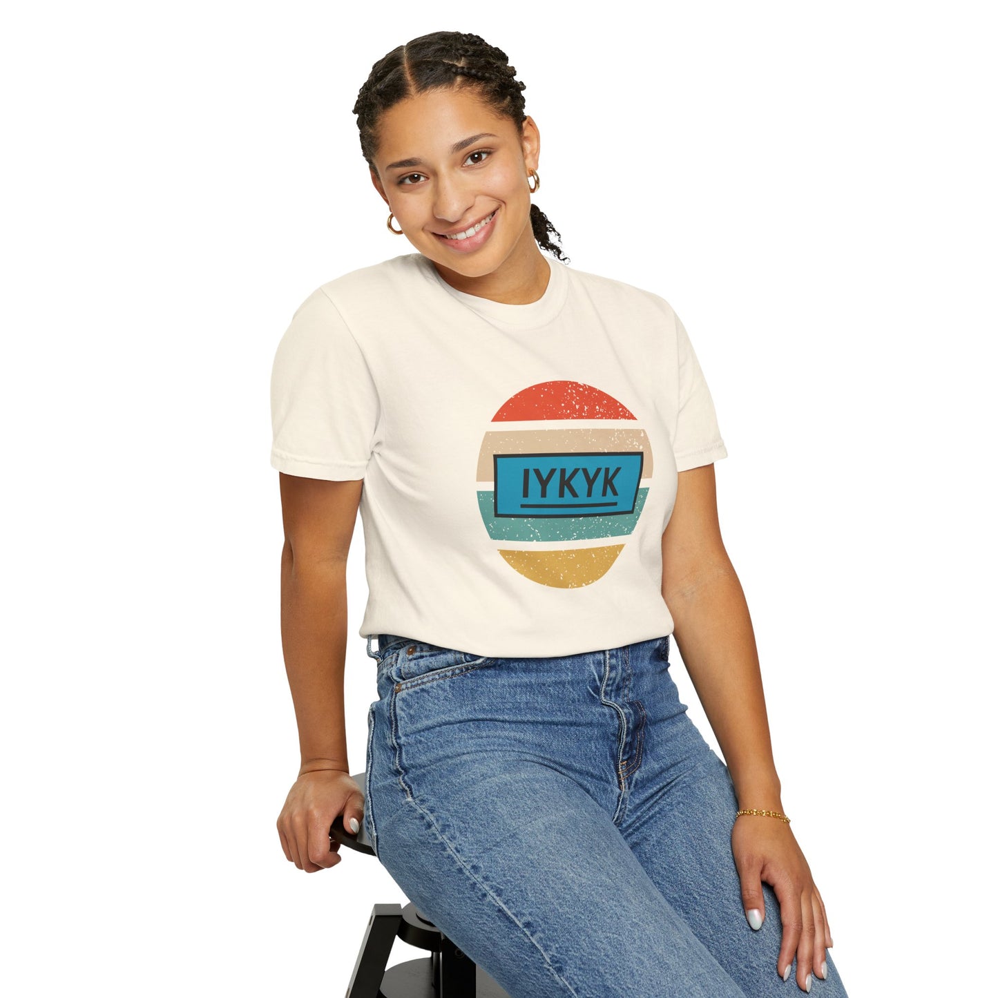 IYKYK Vintage Style Tee with Retro Rainbow