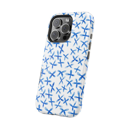 Blue Floral MagSafe iPhone Case — Magnetic Impact-Resistant