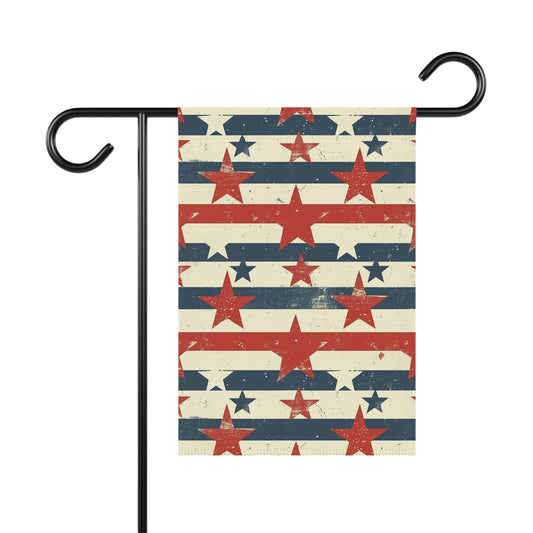 Patriotic Garden Flag, Vintage Stars & Stripes Lawn Banner for 4th of July, Memorial Day, or Americana Outdoor Decor
