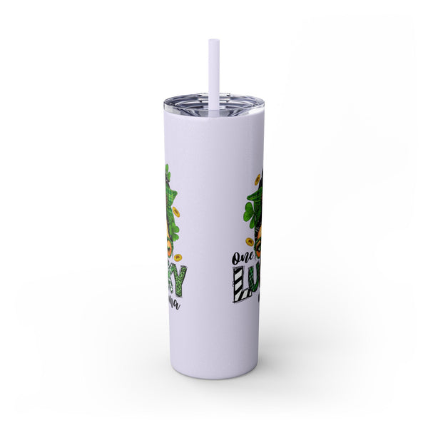 One Lucky Mama 20oz Skinny Tumbler with Straw,  St Patricks Themed Tumbler