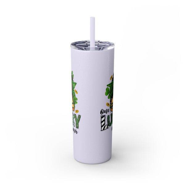 One Lucky Mama 20oz Skinny Tumbler with Straw,  St Patricks Themed Tumbler