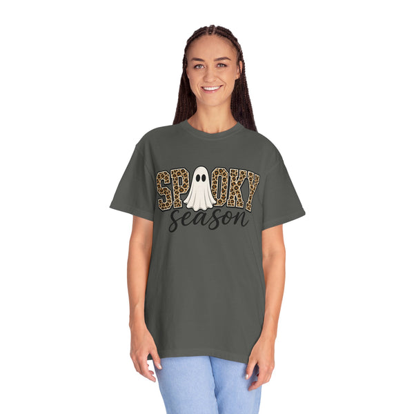 Spooky Season Leopard Print Ghost Halloween Graphic T-Shirt