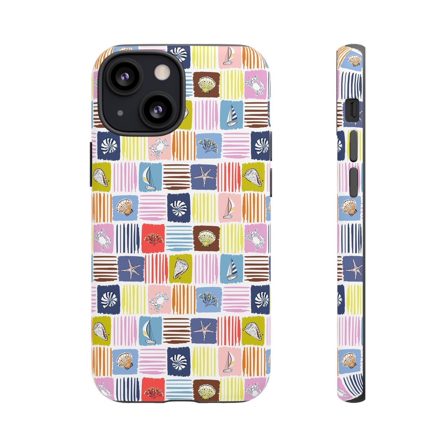 Colorful Seashells Sailboats and Starfish Summer Themed Phone Case