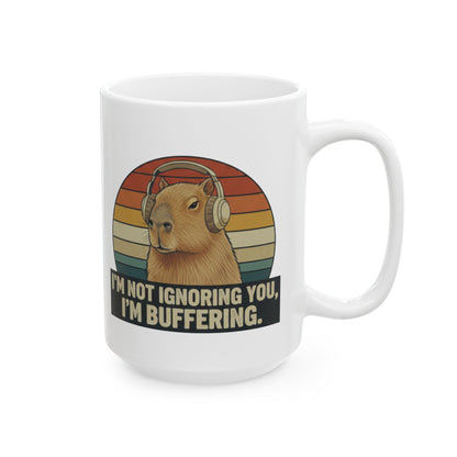 Capybara Buffering Ironic Mug | Funny Unhinged Animal Retro Gift 11oz & 15oz