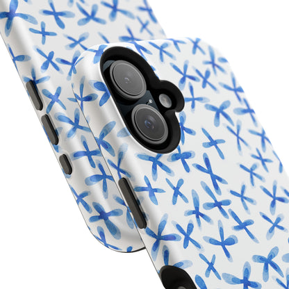 Blue Floral MagSafe iPhone Case — Magnetic Impact-Resistant