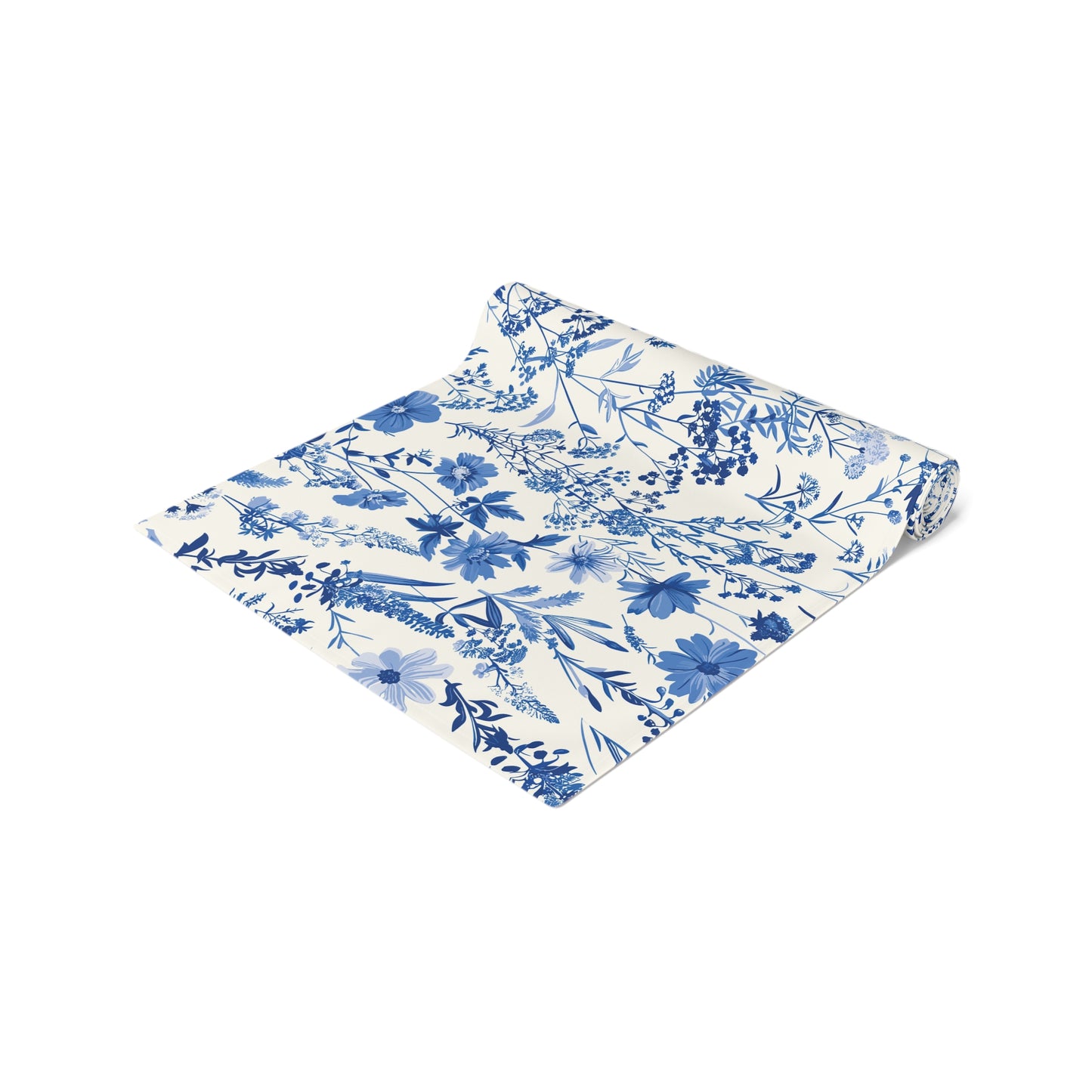 Blue Floral Toile Table Runner