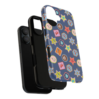 Lobsters Sailboats and Seashells on Navy Blue Phone Case