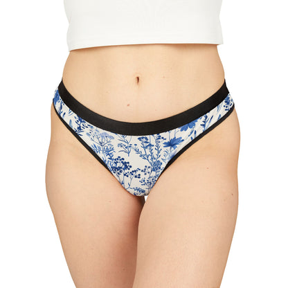 Blue Floral Women's Thong