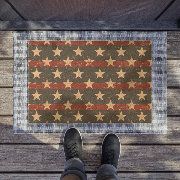 Rustic American Flag Doormat