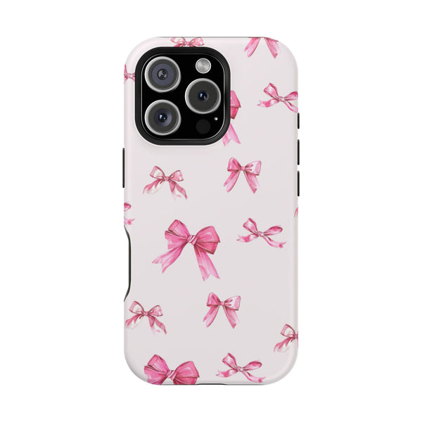 Coquette Pink Bow MagSafe Phone Case | Fits iPhone 13–16 | Matte or Glossy Finish