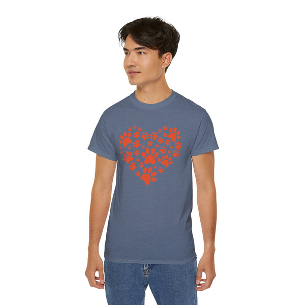 Heart Paw Print Unisex Ultra Cotton Tee - Perfect for Pet Lovers